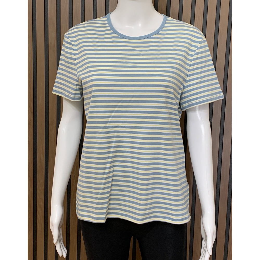 Lauren Ralph Lauren Women's Blue Yellow Striped Short Sleeve T-Shirt XL
